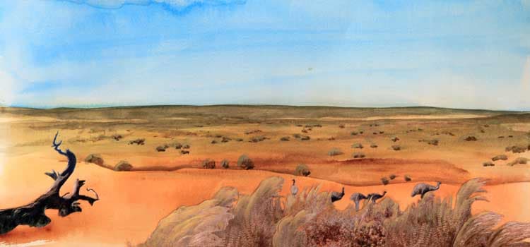 Painting: Lake Mungo Emus