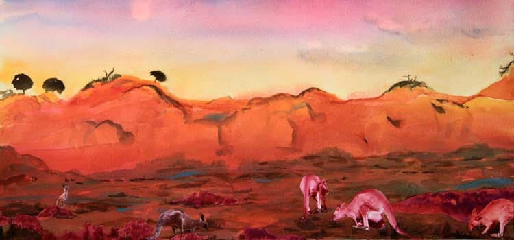 Painting: Roos at sunset